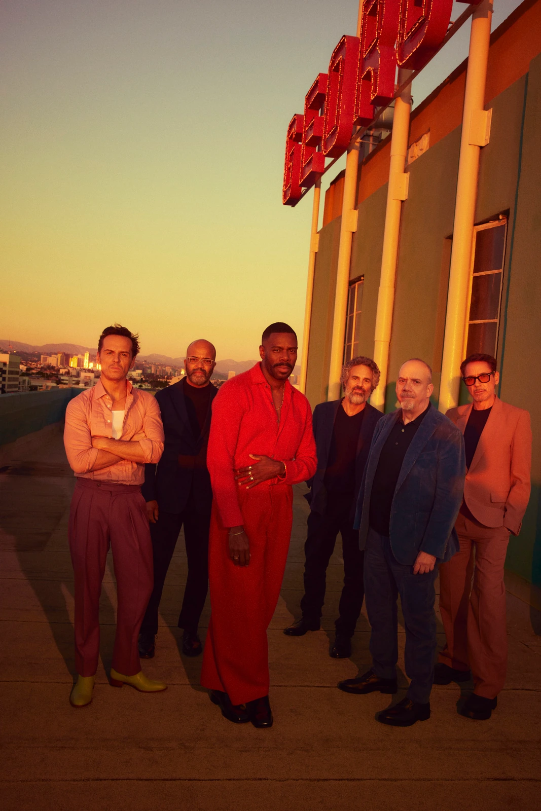 Actors Andrew Scott, Colman Domingo, Jeffrey Wright, Mark Ruffalo, Paul Giamatti, and Robert Downey Jr.