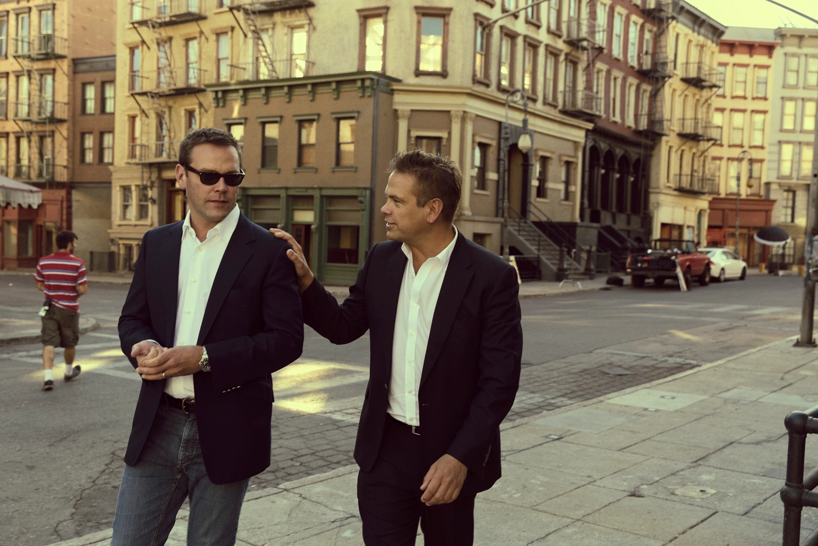 Media heirs Lachlan and James Murdoch on Fox backlot Los Angeles, photographed by Austin Hargrave