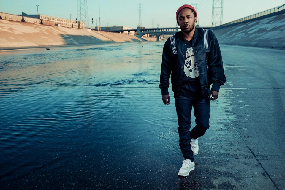 Kendrick Lamar photographed in the Los Angeles River by Austin Hargrave