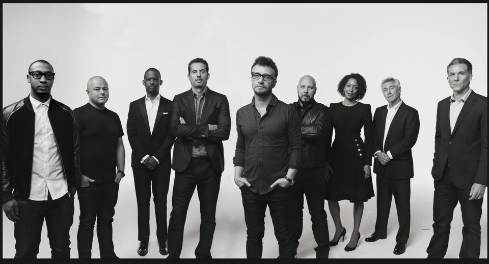 Music managers Guy Oseary, Cortez Bryant, Ron Laffitte, Adam Leber, Larry Rudolph and more, sharp in black, for Billboard.