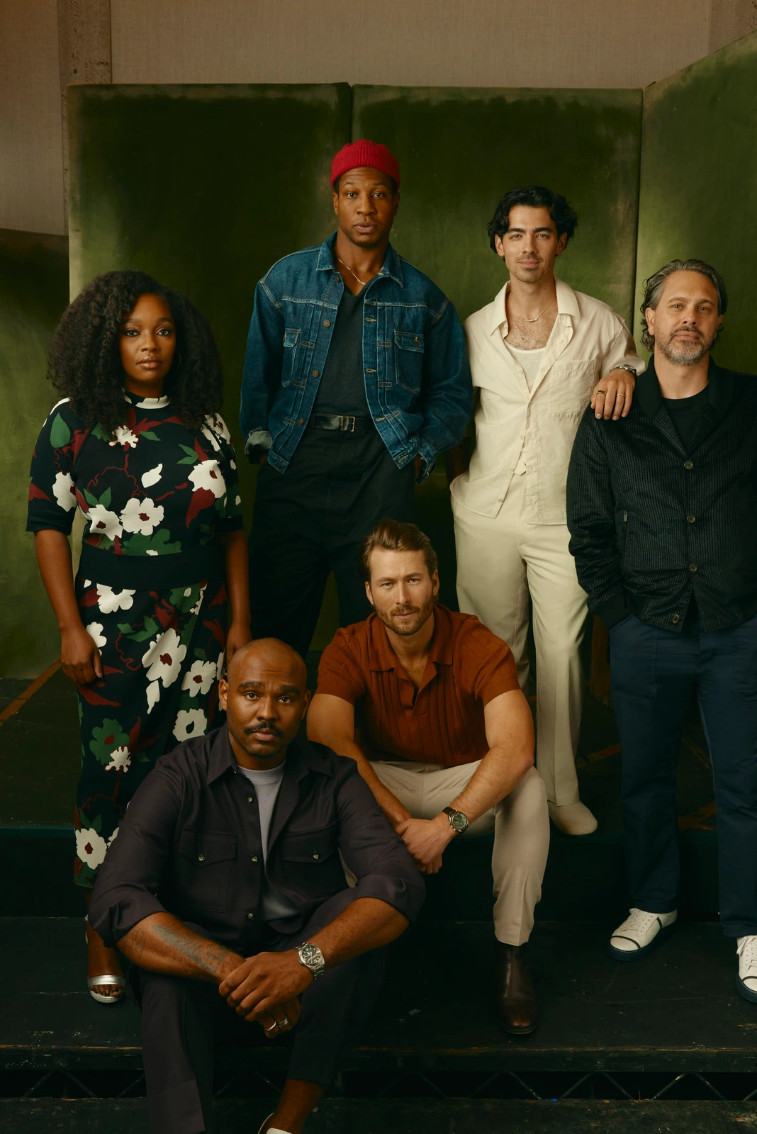 Christina Jackson, Jonathan Majors, Joe Jonas, Thomas Sadoski, Glen Powell, and JD Dillard at Toronto Film Festival 2022.